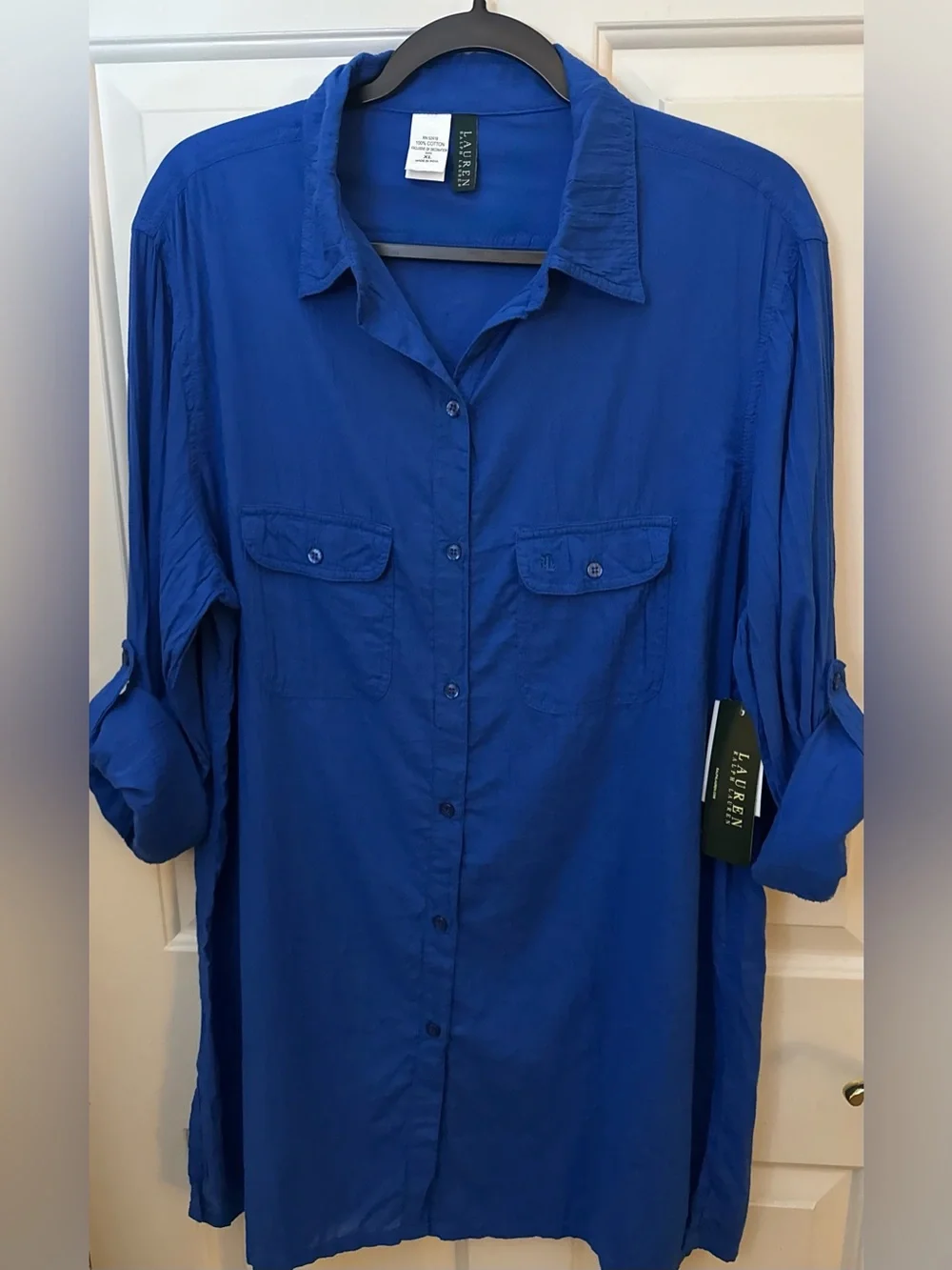 Lauren Ralph Lauren Coverup 100% Cotton Blue Coverup Size XL ** NWT**